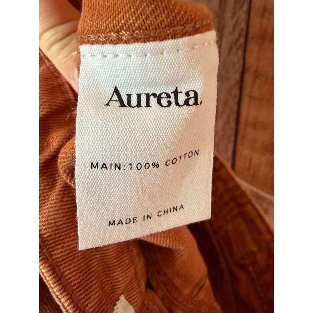 Aureta Belted Mini Skirt Rust Orange Denim Utility Cotton Casual Chic Size 27 - Picture 4 of 5